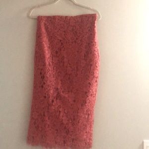 Zara mid-calf length lace skirt, slim fit.